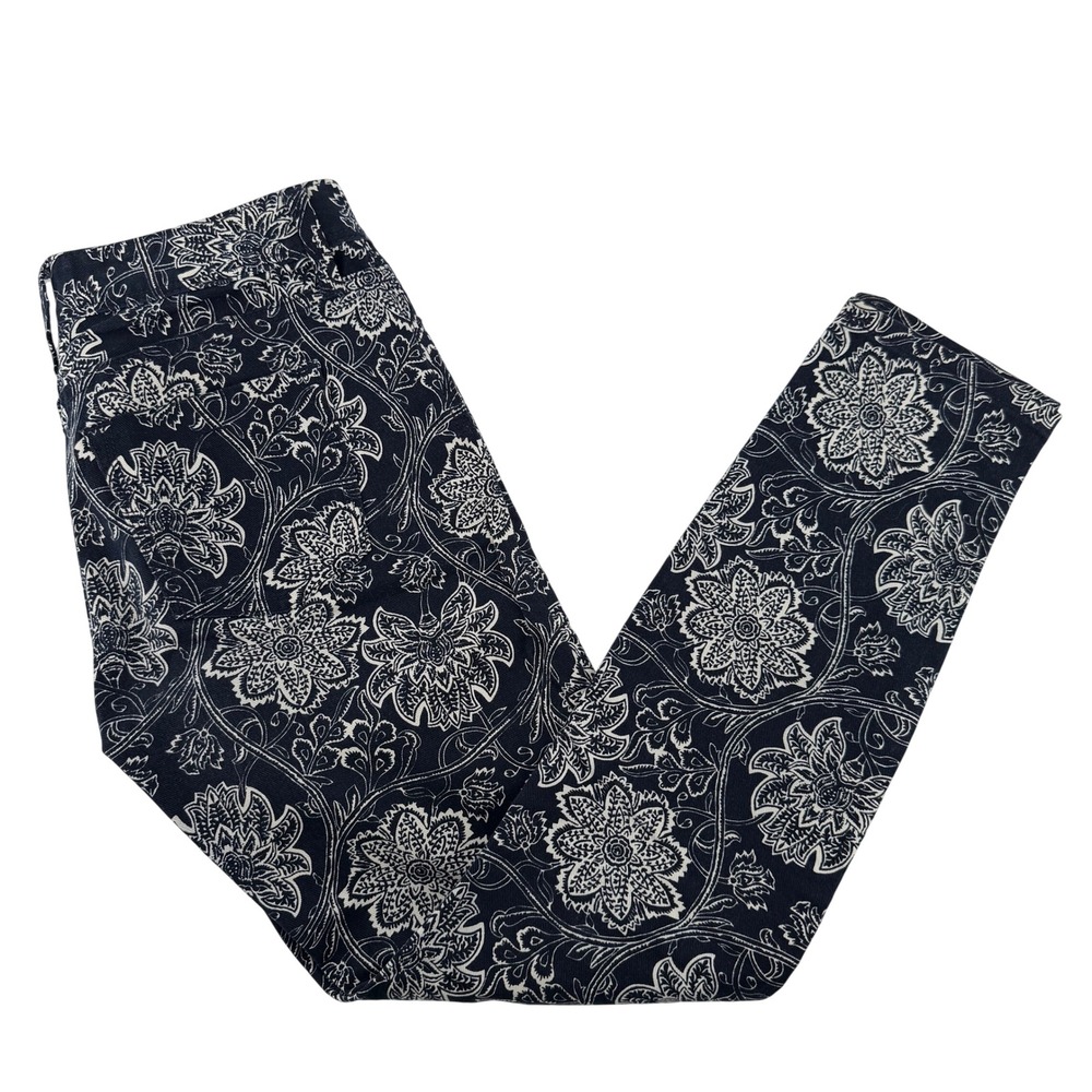 Banana Republic Floral Paisley Skinny Ankle Pants Women 25 Blue White Tapered
